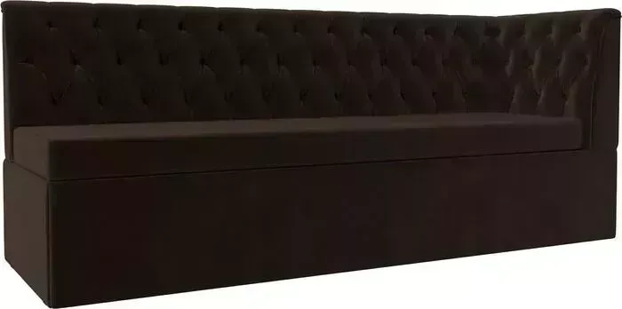 Кухонный диван Лига Диванов Маркиз с углом микровельвет коричневый правый угол (112836)