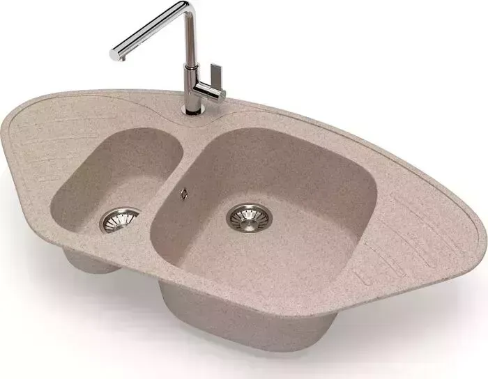 Мойка кухонная Glanz J-023-34 песочная, матовая, с сифоном