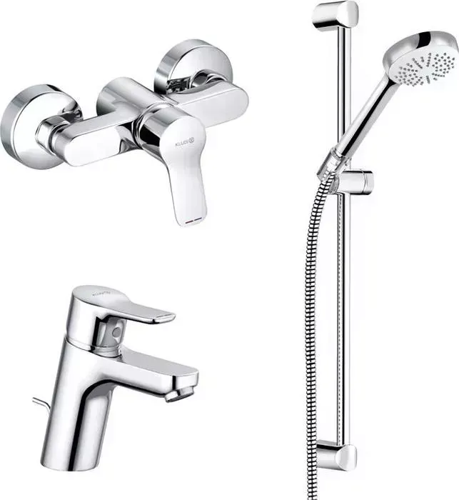 Комплект смесителей Kludi Pure&Easy 3 в 1 для раковины и душа (378450565)