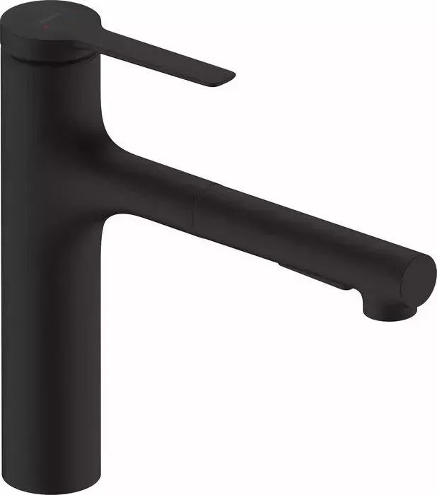 Смеситель для кухни Hansgrohe Zesis M33 выдвижной излив, черный матовый (74801670)