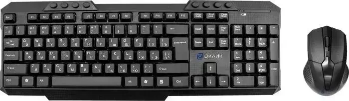 Клавиатура проводная OKLICK + мышь 205MK клав:черный мышь:черный USB бес Multimedia (1546786)