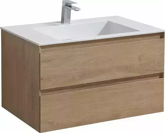 Тумба с раковиной Vincea с Luka 80х48 N.Oak, белая раковина (VMC-2L800NO, VCB-13800W)