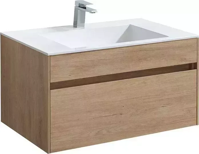 Тумба с раковиной Vincea с Chiara 80х48 N.Oak, белая раковина (VMC-2C800NO, VCB-13800W)