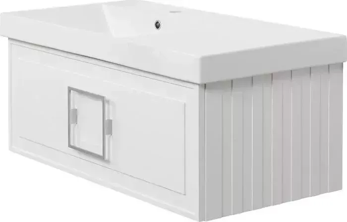 Тумба с раковиной La Fenice с Cubo Bianca 90х47 левая, белая (FNC-01-CUB-B-90, CU.NN.90L)