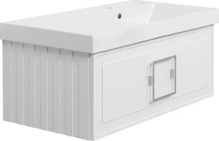 Тумба с раковиной La Fenice с Cubo Bianca 90х47 правая, белая (FNC-01-CUB-B-90, CU.NN.90R)