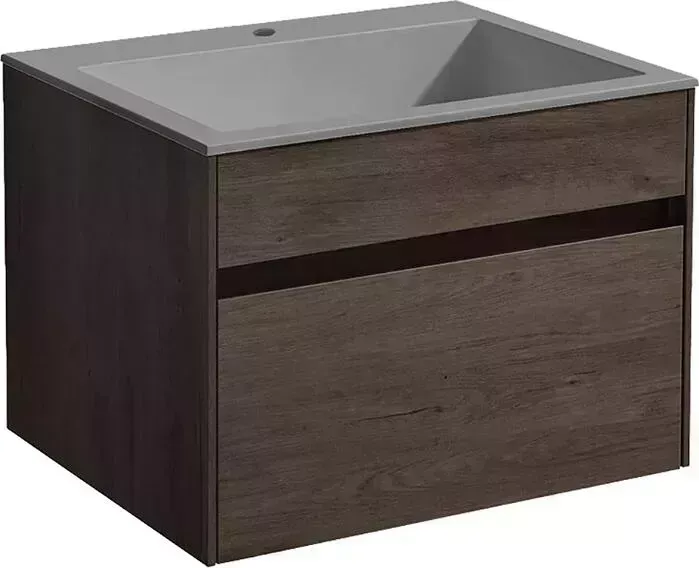 Тумба с раковиной Vincea с Chiara 60х48 R.Oak, серая раковина (VMC-2C600RO, VCB-13600G)