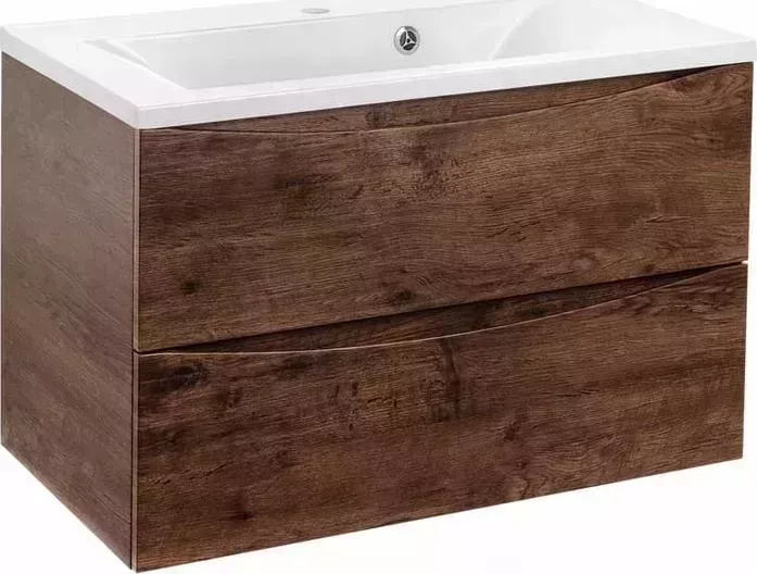 Тумба с раковиной Vincea с Mia 80х45 R.Wood, белая раковина (VMC-2MA800RW, VCB-3M800W)