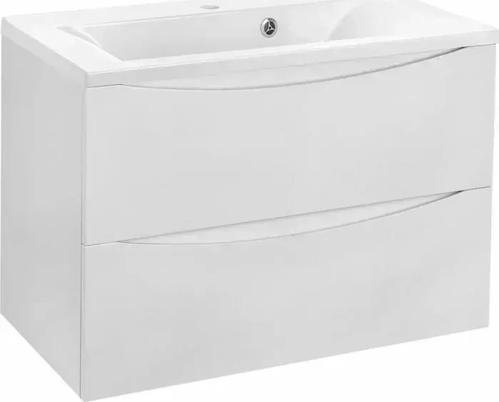 Тумба с раковиной Vincea с Mia 80х45 G.White, белая раковина (VMC-2MA800GW, VCB-3M800W)