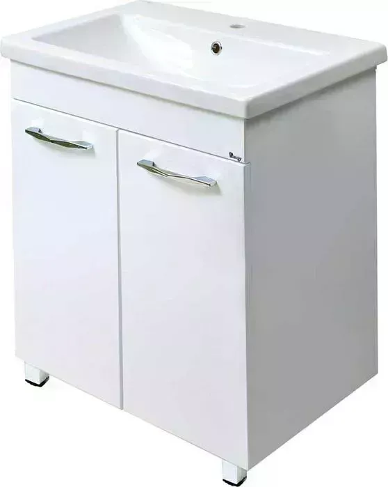 Тумба с раковиной Emmy с Рокард 80х45 с дверцами, белая (rok2II.80bel, S-UM-COM80/1-w)