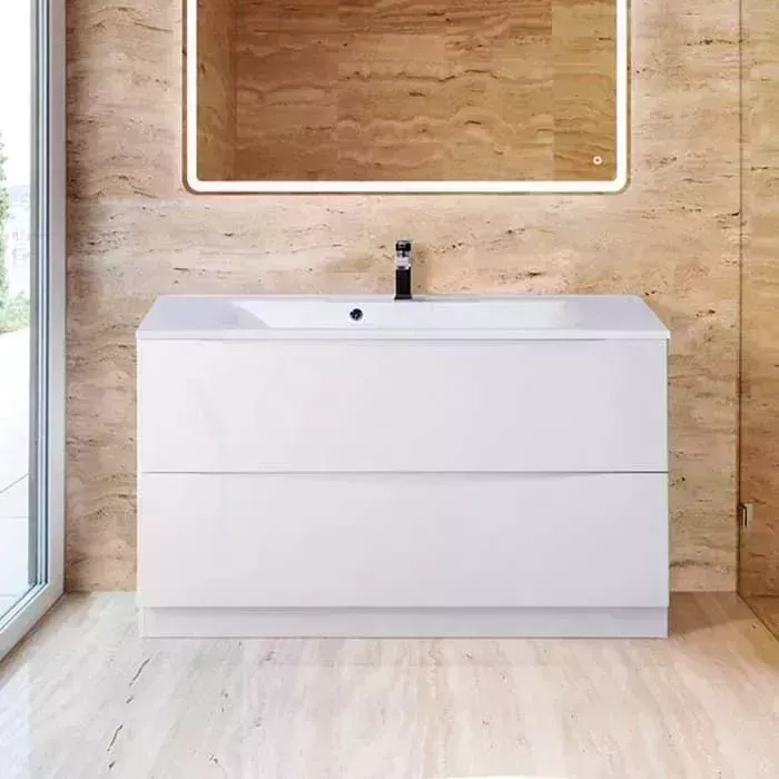 Тумба с раковиной BELBANGO с Marino 120 bianco lucido напольная (MARINO-1200-2C-PIA-BL-P, BB1200/450-LV-MR-PR)
