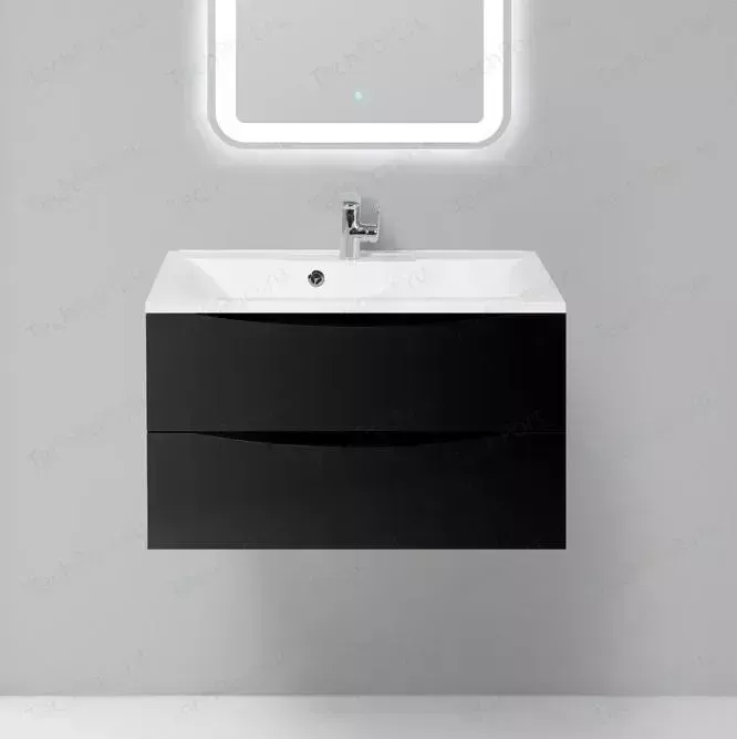 Тумба с раковиной BELBANGO с Marino 80 nero lucido (MARINO-800-2C-SO-NL-P, BB800/450-LV-MR-PR)