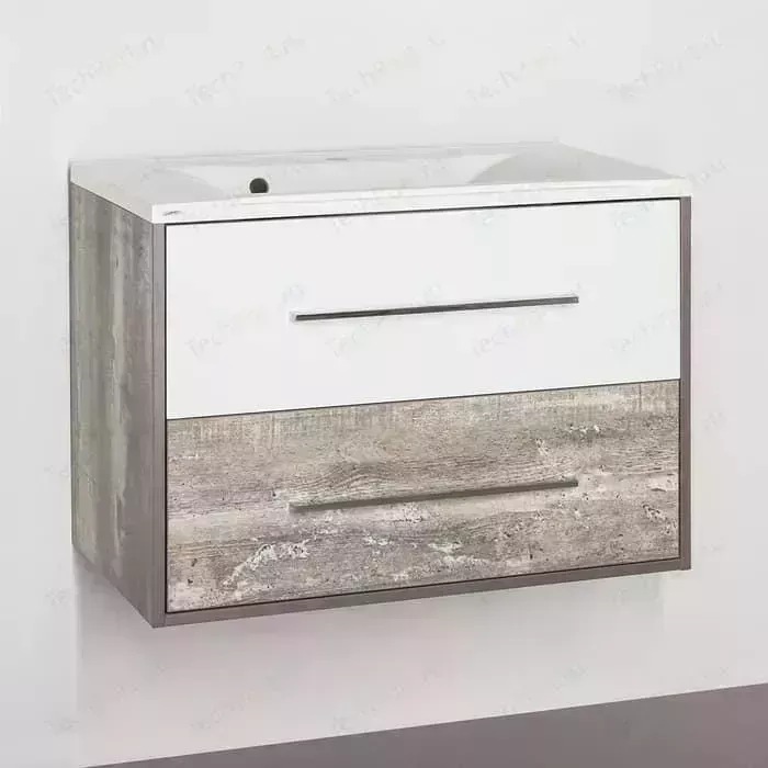 Тумба с раковиной Style line с Экзотик 80 бетон экзотик, белый глянец (4650134472301, 2000949230030)