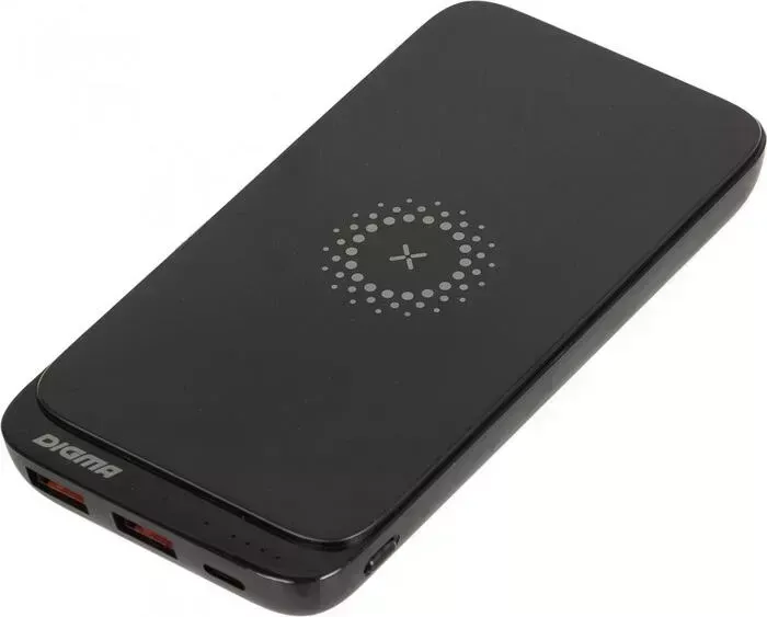 Внешний аккумулятор DIGMA DGPQ10E 10000mAh 3A QC PD 20W 2xUSB беспроводная зарядка черный (DGPQ10E20PBK)