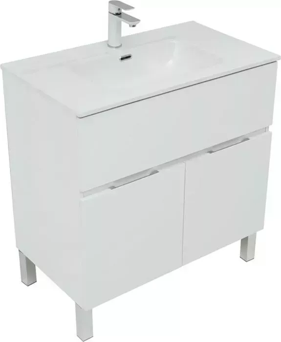 Тумба с раковиной AQUANET с Алвита 80 один ящик, белый матовый (277550, 254364)