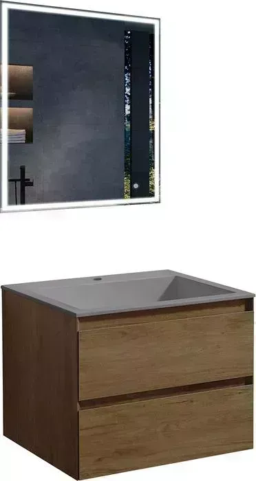 Мебель для ванной Vincea Luka 60х48 T.Oak, серая раковина