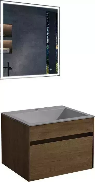 Мебель для ванной Vincea Chiara 60х48 T.Oak, серая раковина