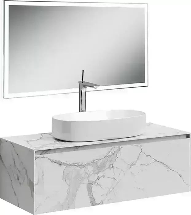 Мебель для ванной Sancos Stone 120 один ящик, столешница керамогранит, Statuario white