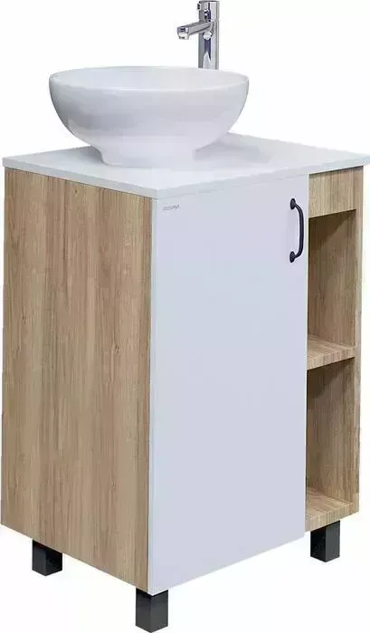 Тумба с раковиной GROSSMAN с Флай 70х46 белый/дуб сонома (107001, 507001, GR-3014)