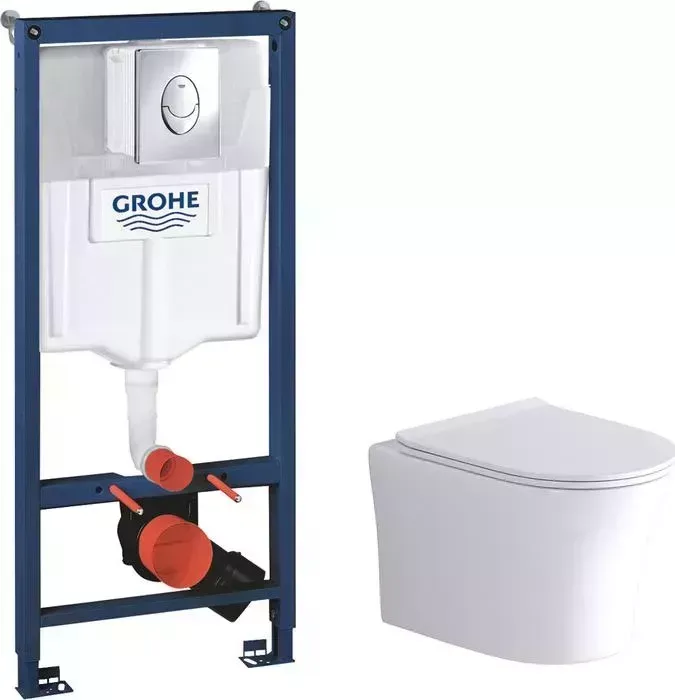 Комплект унитаза с инсталляцией GROSSMAN Style с Grohe, сиденье микролифт (GR-4475S, 38721001)