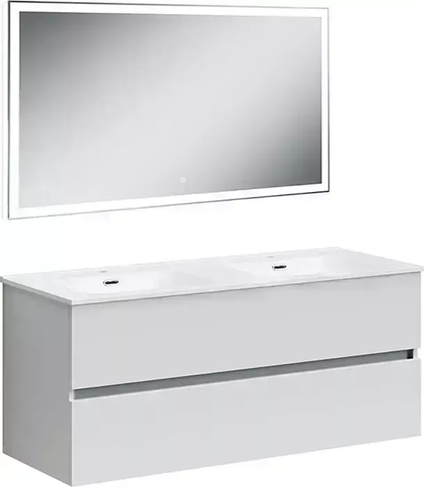 Мебель для ванной Sancos Urban 120 два ящика, двойная раковина, белый глянец
