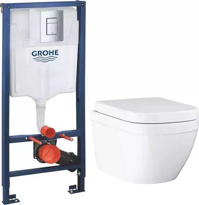 Комплект унитаза с инсталляцией Grohe Euro Ceramic с , сиденье микролифт (39554000, 38772001)