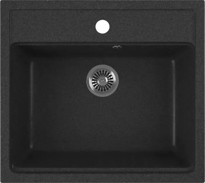 Мойка кухонная GREENSTONE GRS-06-343 антрацит, с сифоном