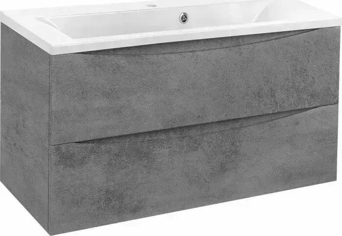 Тумба с раковиной Vincea с Mia 90х45 Beton, белая раковина (VMC-2MA900BT, VCB-3M900W)