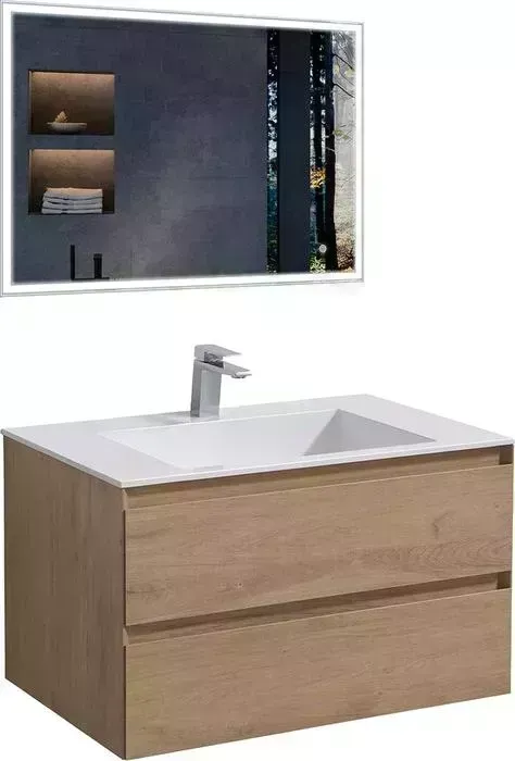 Мебель для ванной Vincea Luka 80х48 N.Oak, белая раковина