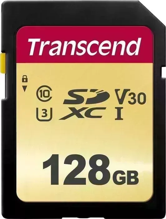 Карта памяти TRANSCEND 128GB SDXC Class 10 UHS-I U3 V30 R95, W60MB/s (TS128GSDC500S)