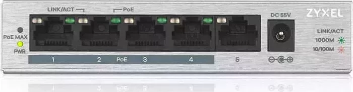 Коммутатор ZyXEL GS1005HP-EU0101F 5G 4PoE+ 60W неуправляемый