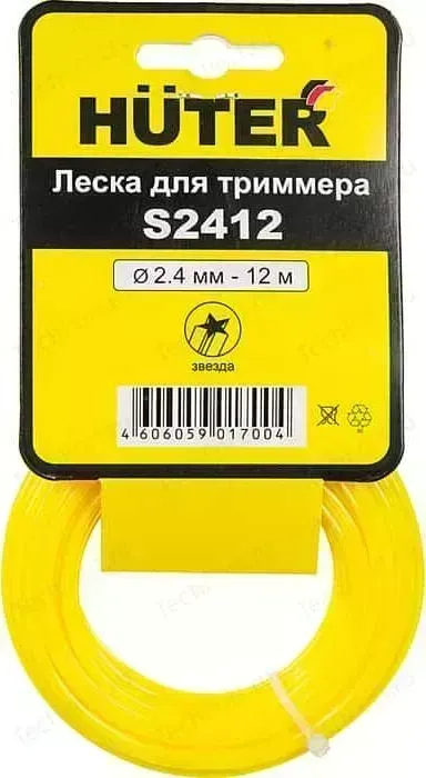 Леска триммерная HUTER 2.4мм 12м звезда S2412 (71/2/12)