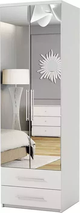 Шкаф для одежды Шарм-Дизайн с ящиками Комфорт МШЯ-21 110х45 с зеркалами, белый