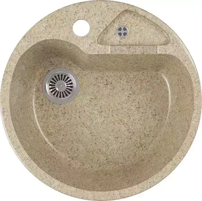 Мойка кухонная GREENSTONE GRS-08K-302 песочная, с сифоном