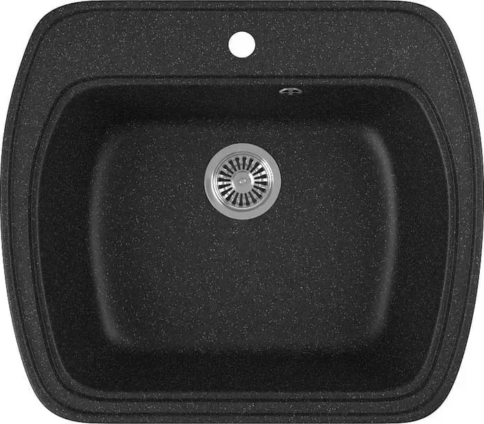 Мойка кухонная GREENSTONE GRS-11-308 черный, с сифоном