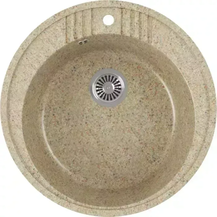 Мойка кухонная GREENSTONE GRS-05s-302 песочный, с сифоном