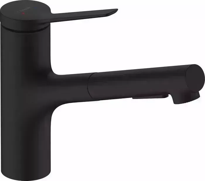 Смеситель для кухни Hansgrohe Zesis M33 sBox выдвижной излив, черный матовый (74803670)