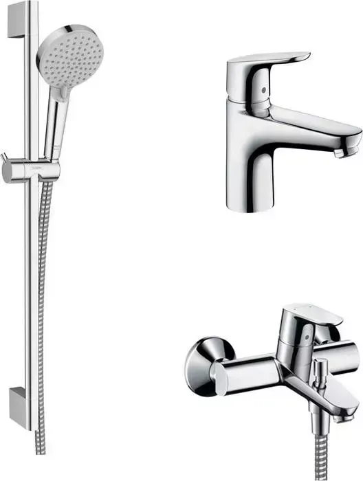Комплект смесителей Hansgrohe Focus с душевым гарнитуром, хром (31940000, 31931000, 26275000)