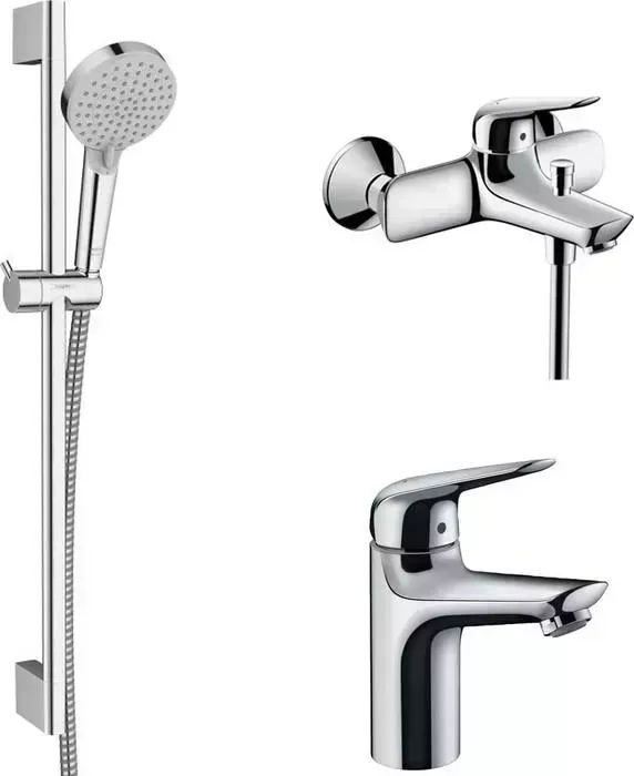 Комплект смесителей Hansgrohe Novus с душевым гарнитуром, хром (71040000, 71031000, 26275000)