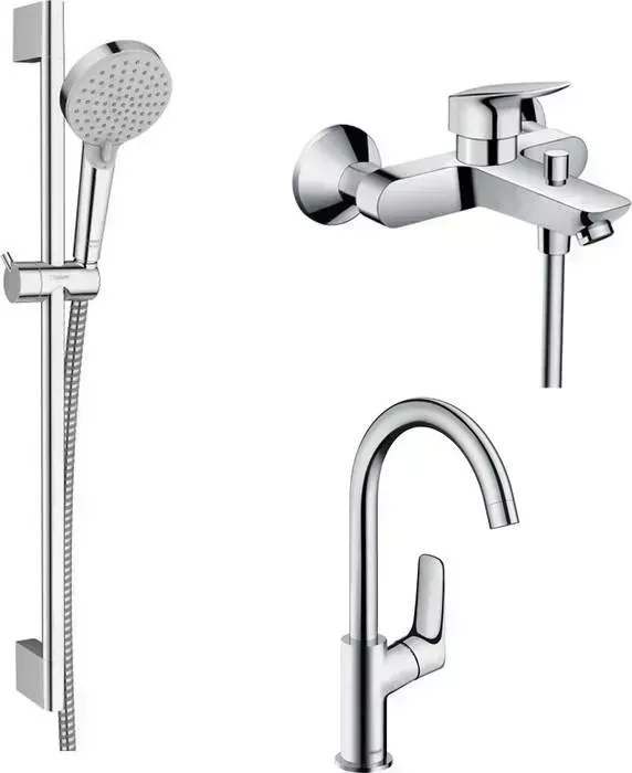 Комплект смесителей Hansgrohe Logis с душевым гарнитуром (71400000, 71130000, 26275000)