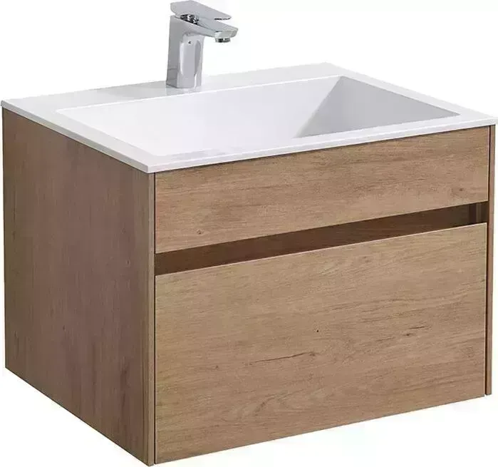 Тумба с раковиной Vincea с Chiara 60х48 N.Oak, белая раковина (VMC-2C600NO VCB-13600W)
