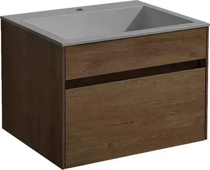 Тумба с раковиной Vincea с Chiara 60х48 T.Oak, серая раковина (VMC-2C600TO, VCB-13600G)