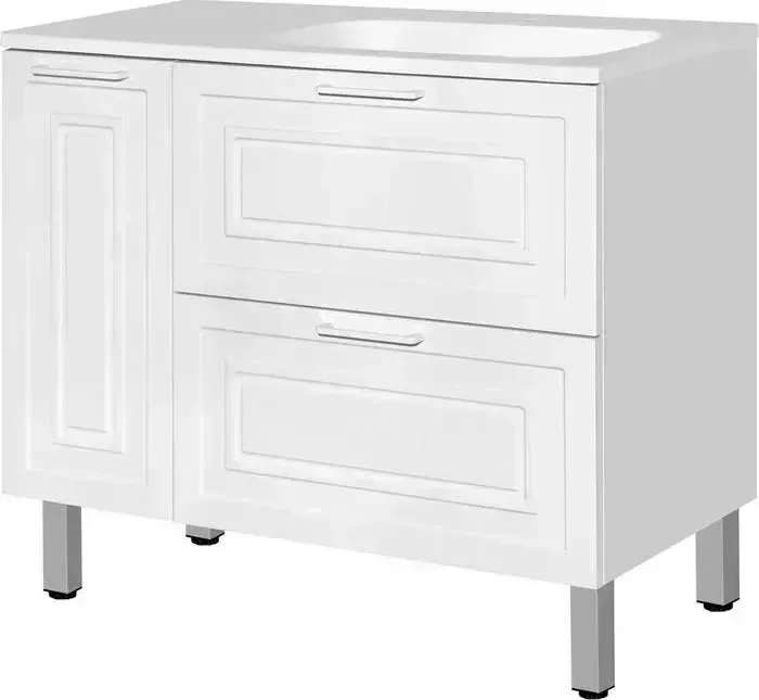 Тумба с раковиной Style line с Альба Люкс 90 правая, белая (4650134472912, 2000949234441)