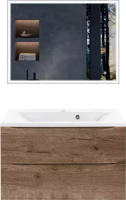 Мебель для ванной Vincea Mia 80х45 V.Oak, белая раковина