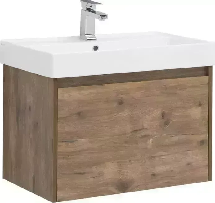 Тумба с раковиной AQUANET с Nova Lite 75 один ящик, дуб рустикальный (249514, 242338)