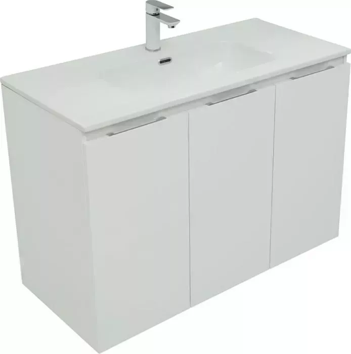 Тумба с раковиной AQUANET с Алвита 100 три дверки, белый матовый (277530, 254365)
