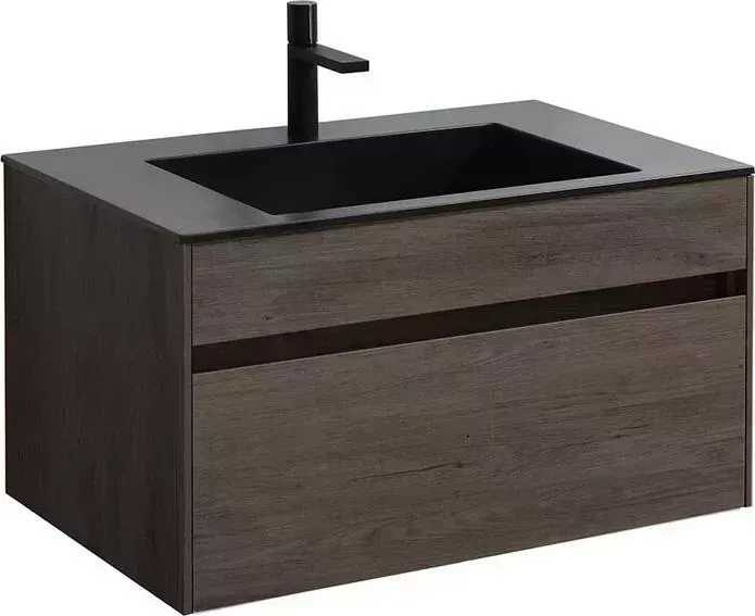 Тумба с раковиной Vincea с Chiara 80х48 R.Oak, черная раковина (VMC-2C800RO, VCB-13800B)
