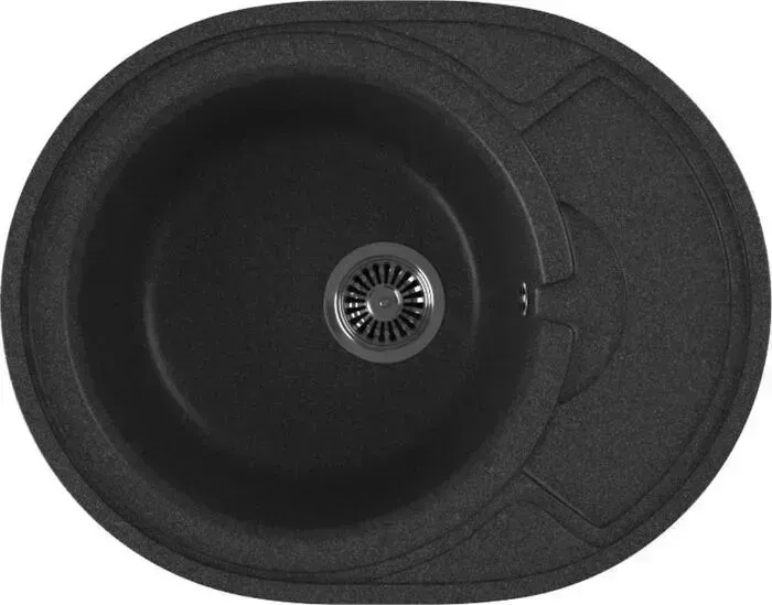 Мойка кухонная GREENSTONE GRS-18k-343 антрацит, с сифоном