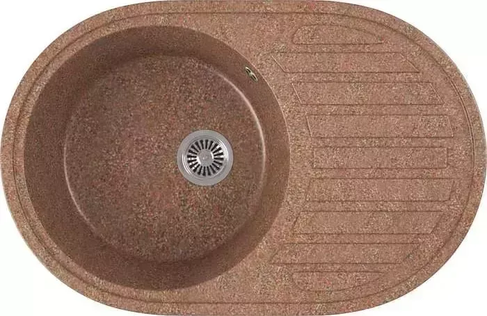 Мойка кухонная GREENSTONE GRS-18L-307 терракот, с сифоном