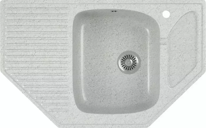 Мойка кухонная GREENSTONE GRS-10-310 серая, с сифоном