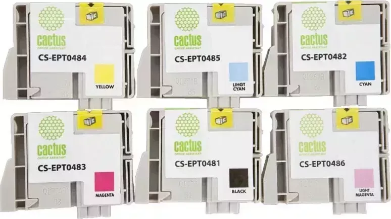Расходный материал для печати CACTUS CS-EPT0487 черный/голубой/пурпурный/желтый/светло-голубой/светло-пурпурный